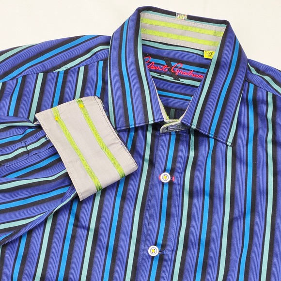 Robert Graham Other - Robert Graham Shirt Men's 2XL Blue Striped Tailored Fit Long SleeveButton Down